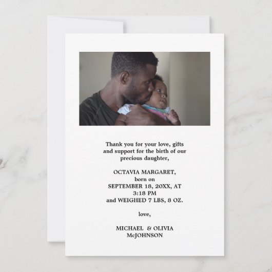 Baby Geboortefoto Aankondiging Hartelijk dank (Achterkant)