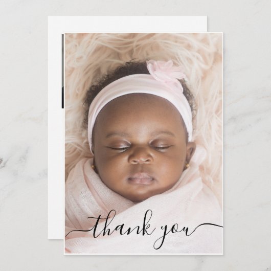 Baby Geboortefoto Aankondiging Hartelijk dank (Voorkant / Achterkant)