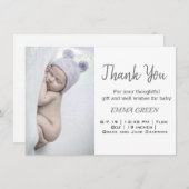 Baby Geboortefoto Aankondiging Hartelijk dank (Voorkant / Achterkant)