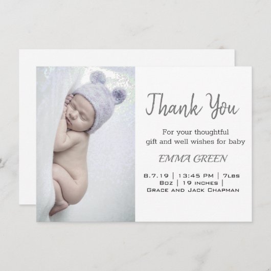 Baby Geboortefoto Aankondiging Hartelijk dank (Voorkant / Achterkant)
