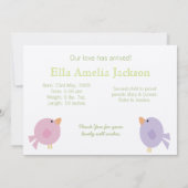 Baby Geboortefoto Aankondiging Vogels & Regenboog (Achterkant)