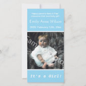 baby geboortefoto blauwe aankondiging. voeg je fot aankondiging (Voorkant)