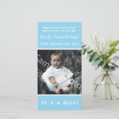 baby geboortefoto blauwe aankondiging. voeg je fot aankondiging (Staand voorkant)