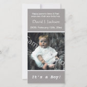 baby geboortegrijze aankondiging. voeg je foto toe aankondiging (Voorkant)