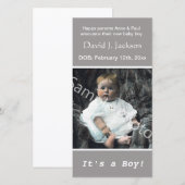 baby geboortegrijze aankondiging. voeg je foto toe aankondiging (Voorkant / Achterkant)