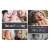Baby Geboortekaartbekendmaking Fotocollage Introdu Magneet (Horizontaal)