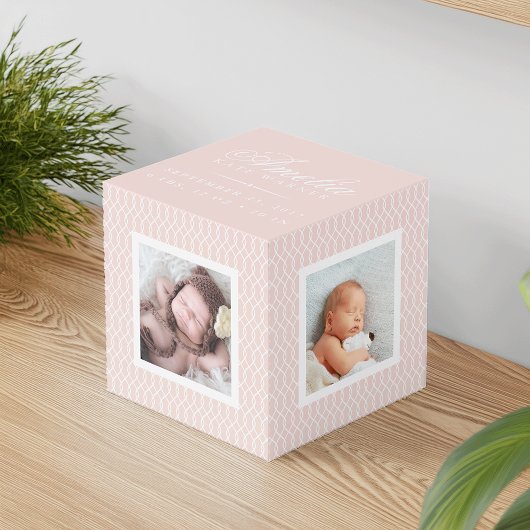 Baby Geboortestatistieken Foto Kubus | Blush Pink