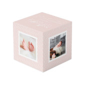 Baby Geboortestatistieken Foto Kubus | Blush Pink (Achter hoekig)