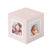Baby Geboortestatistieken Foto Kubus | Blush Pink (Voorkant hoekig)