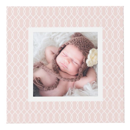 Baby Geboortestatistieken Foto Kubus | Blush Pink (Voorkant)