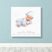 Baby Geboortestatistieken Fotomasker Pasgeboren aa Canvas Afdruk (Insitu (Houten vloer))