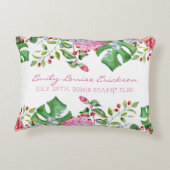 Baby Geboortestatistieken Meisje Bloemnaam Tropisc Decoratief Kussen (Achterkant)