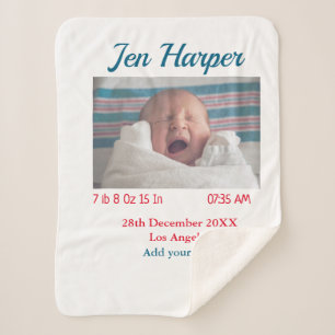 Baby Geboortestatistieken Naam toevoegen Plaats Da Sherpa Deken