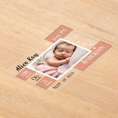 Baby Geboortestatistieken One Photo Pink aankondig Acryl Uitnodigingen (Laagn)