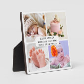 Baby Geboortestatistieken Vier fotocollage Fotoplaat (Voorkant)