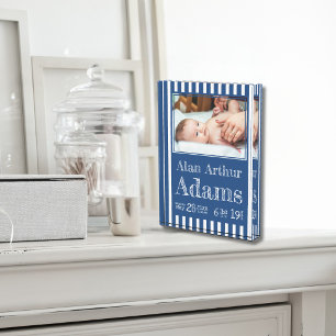 Baby Geboortestatus fotoblok Blauwe strepen