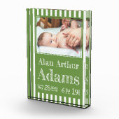 Baby Geboortestatus fotoblok | Groene strepen (Rechts)