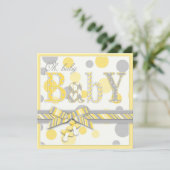 Baby Geel grijs Stip Baby shower Kaart (Staand voorkant)