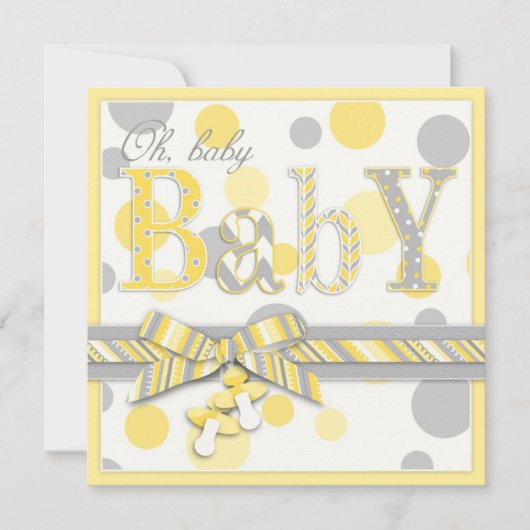 Baby Geel grijs Stip Baby shower Kaart (Voorkant)