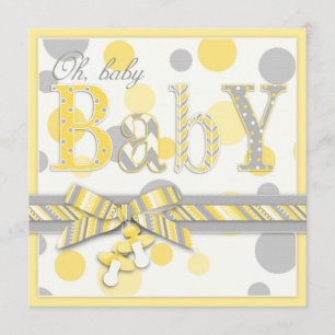Baby Geel grijs Stip Baby shower Kaart