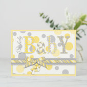 Baby Geel grijs Stip Baby shower Kaart (Staand voorkant)