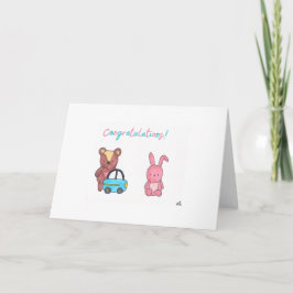 Baby Gefeliciteerd Beer, Bunny, auto Kaart