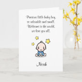 Baby Gefeliciteerd Kaart met jongensnaam, rijm, (Gele Bloem)