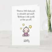 Baby Gefeliciteerd Kaart met meisjesnaam, (Voorkant)