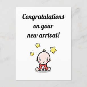Baby Gefeliciteerd Kaart, Unisex, Nieuwe Aankomst, Briefkaart
