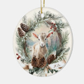 Baby geit boerderij dierenkerst pinecone krans keramisch ornament (Links)
