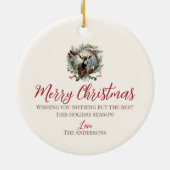 Baby geit boerderij dierenkerst pinecone krans keramisch ornament (Achterkant)