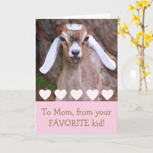 Baby Geit en hart mam Kaart (Gele Bloem)