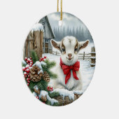 Baby Geit Feestelijke Rustieke Boerderij Kerst Keramisch Ornament (Rechts)