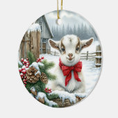 Baby Geit Feestelijke Rustieke Boerderij Kerst Keramisch Ornament (Links)