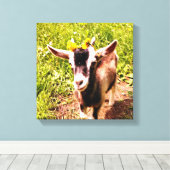 Baby Geit met bloemen - Ingewikkelde Canvas Print (Insitu (Houten vloer))
