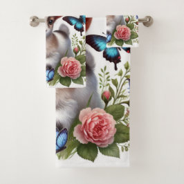Baby Geit met kleurrijke vlinders en bloemen Bad Handdoek