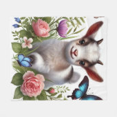 Baby Geit met kleurrijke vlinders en bloemen Fleece Deken (Voorkant (Horizontaal))