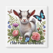 Baby Geit met kleurrijke vlinders en bloemen Magneet (Voorkant)