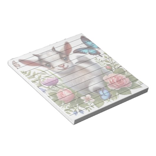 Baby Geit met kleurrijke vlinders en bloemen Notitieblok (Schuin)