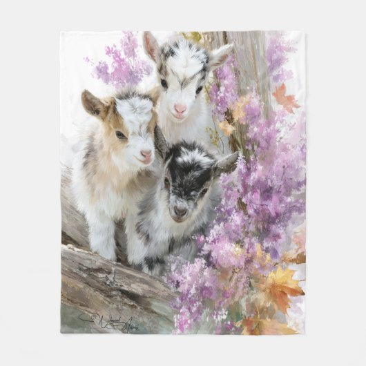 Baby Geiten in Herfst Bladerland 9 Fleece Deken (Voorkant)