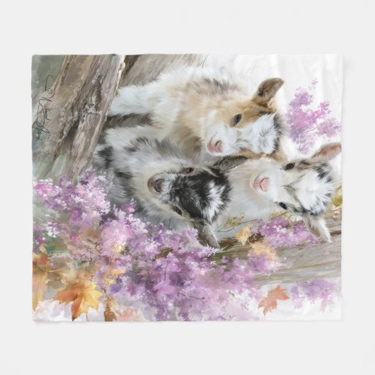 Baby Geiten in Herfst Bladerland 9 Fleece Deken (Voorkant (Horizontaal))