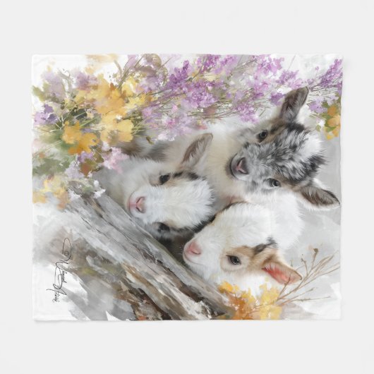 Baby Geiten in Herfst Foliage 10 Fleece Deken (Voorkant (Horizontaal))