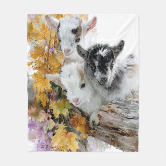 Baby Geiten in Herfst Foliage 11 Fleece Deken (Voorkant)