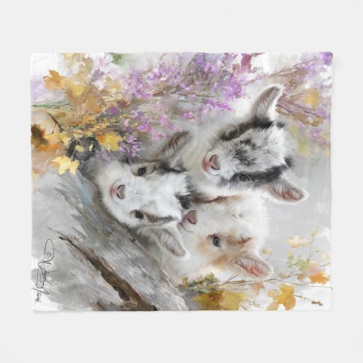 Baby Geiten in Herfst Foliage 13 Fleece Deken (Voorkant (Horizontaal))