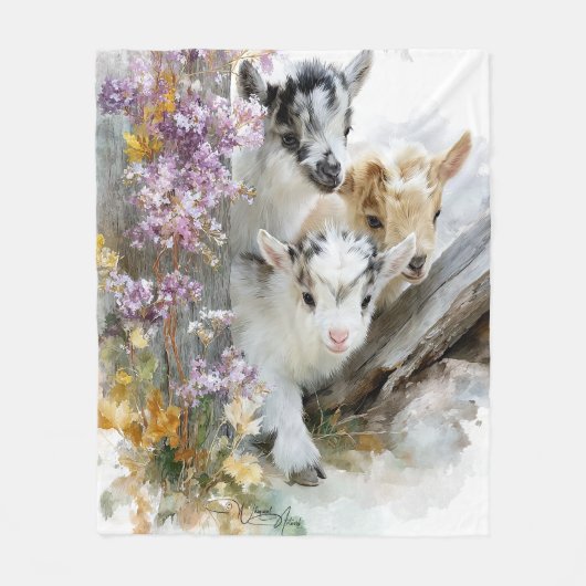 Baby Geiten in Herfst Foliage 5 Fleece Deken (Voorkant)