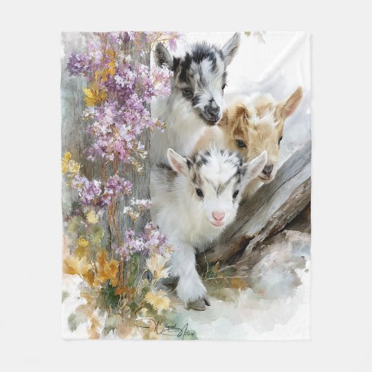 Baby Geiten in Herfst Foliage 5 Fleece Deken (Voorkant)