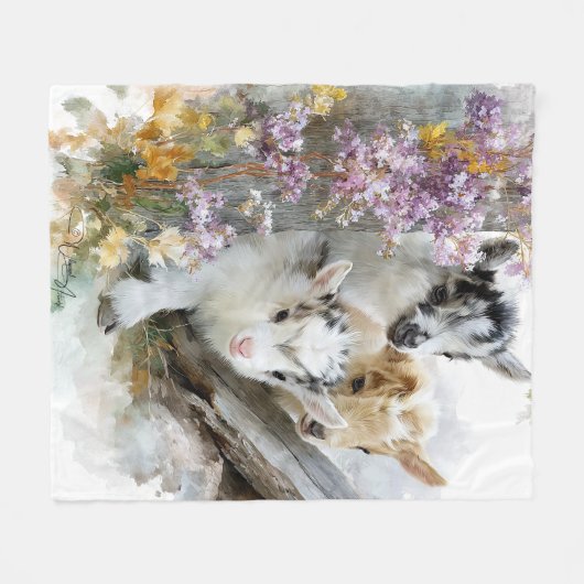 Baby Geiten in Herfst Foliage 5 Fleece Deken (Voorkant (Horizontaal))