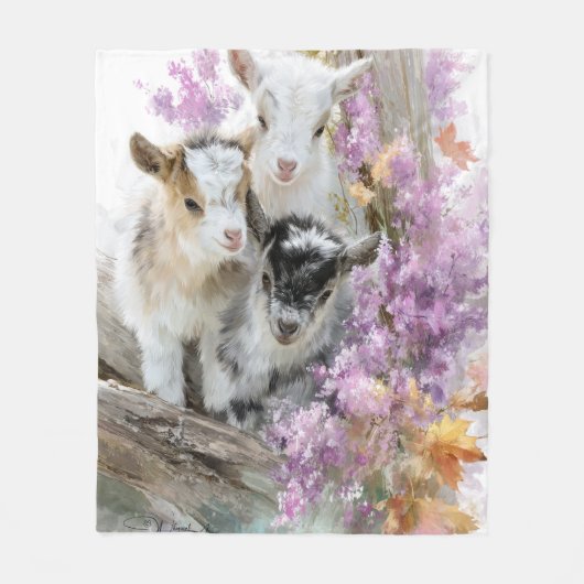 Baby Geiten in Herfst Foliage 6 Fleece Deken (Voorkant)