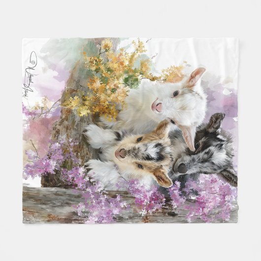 Baby Geiten in Herfst Foliage 7 Fleece Deken (Voorkant (Horizontaal))