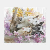 Baby Geiten in Herfstgebladerte 45 Fleece Deken (Voorkant (Horizontaal))